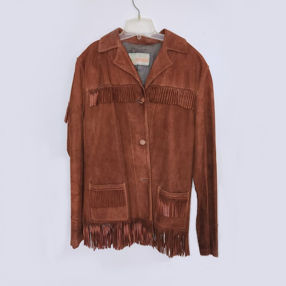 True Vintage 1950s Trego's Westwear Deerskin Suede Fringe Women’s Jacket Medium